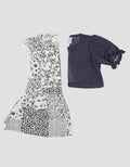 Pipiniko Cardigan Print Perca Midi Dress Set Anak Perempuan