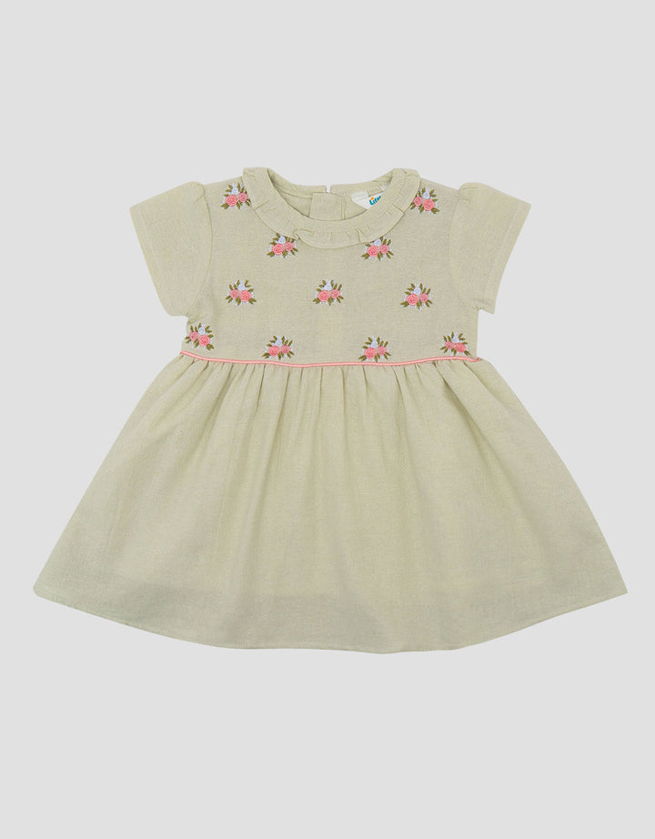 Little M Rami Aop Bunga Bordir Dress Bayi