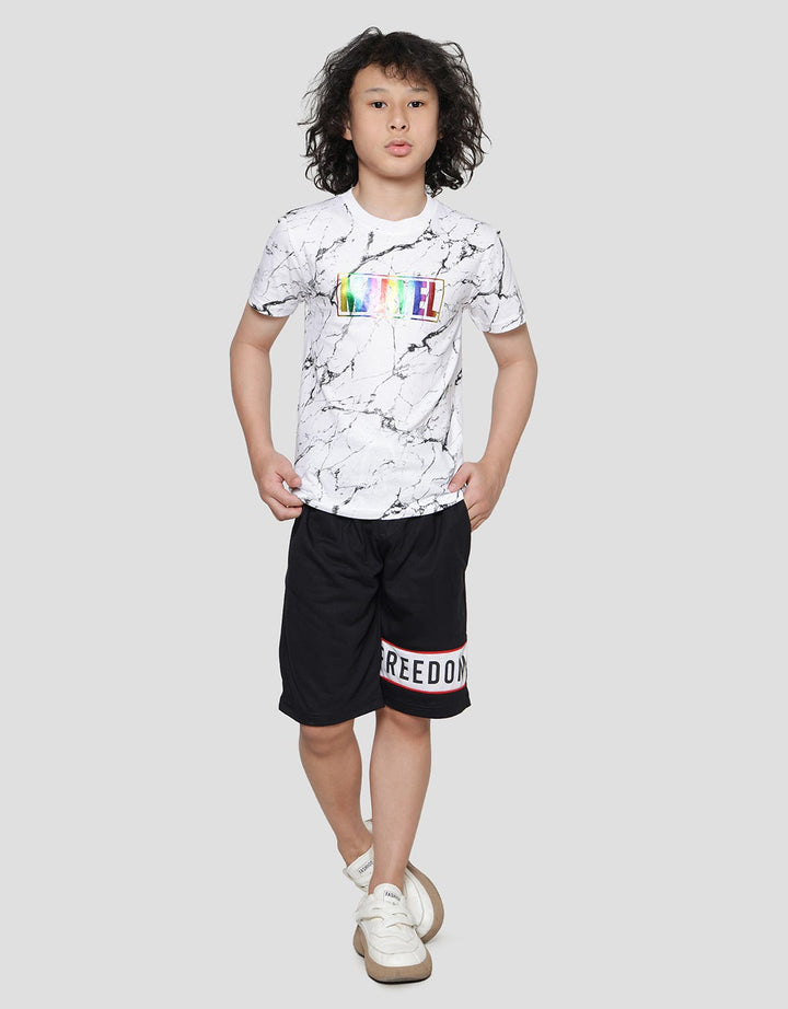 Marvel Avengers Logo Marble Boys Short Sleeve T-Shirt