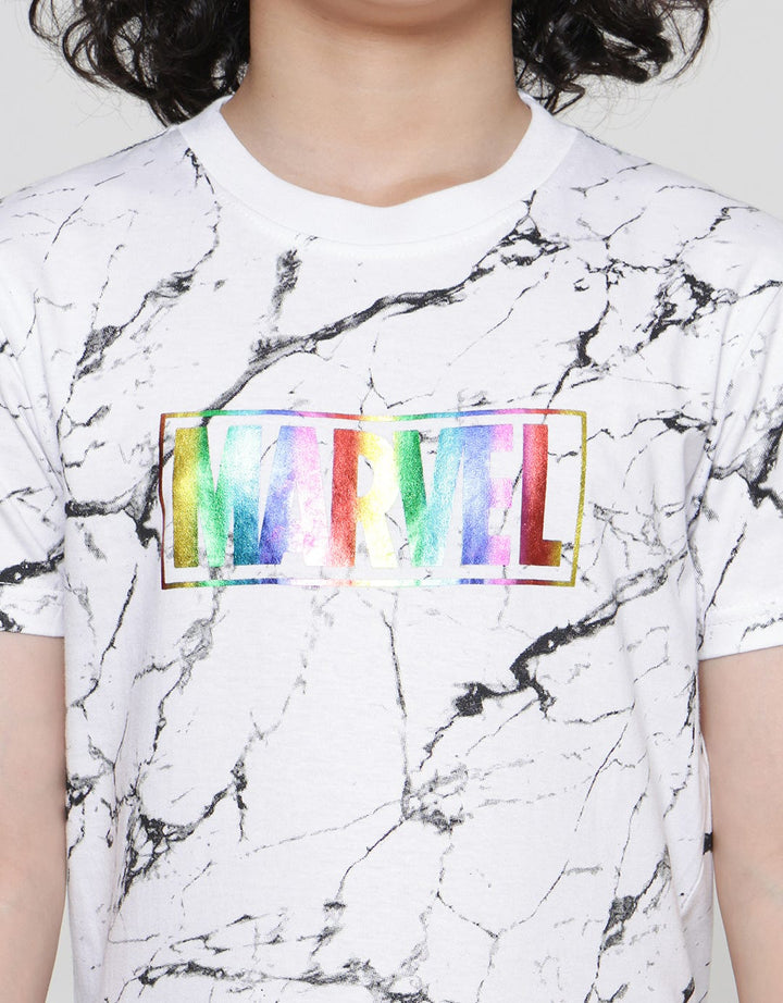 Marvel Avengers Logo Marble Boys Short Sleeve T-Shirt