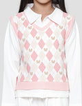 Little M Vest Full Print Diamond Bear Sweater Anak Perempuan