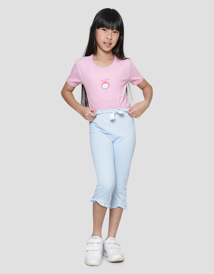 Little M Belt Braided Application Girls Long Pants