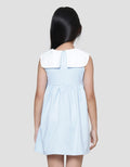 Little M Bow Collar Pockets Application Midi Dress for Girls