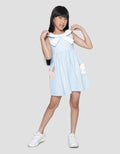 Little M Bow Collar Pockets Application Midi Dress for Girls