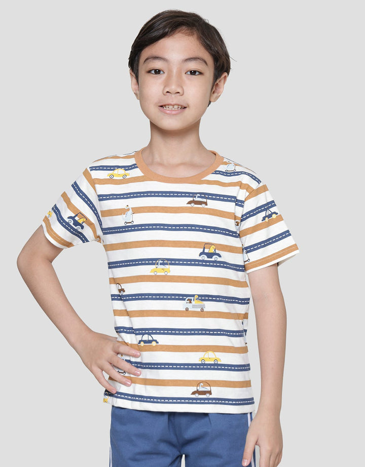 Little M Stripes Car Boys T-Shirt