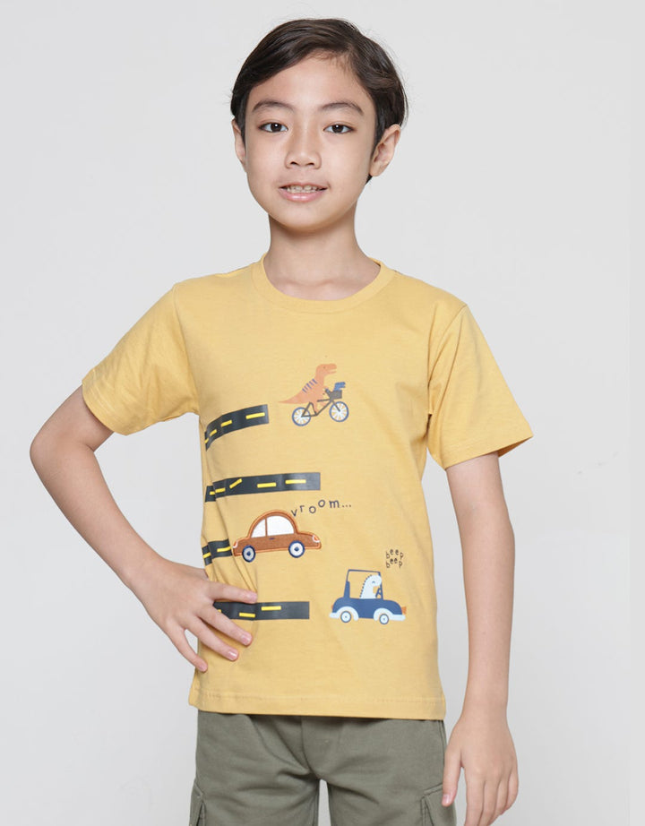 Little M Stripes Car Boys T-Shirt
