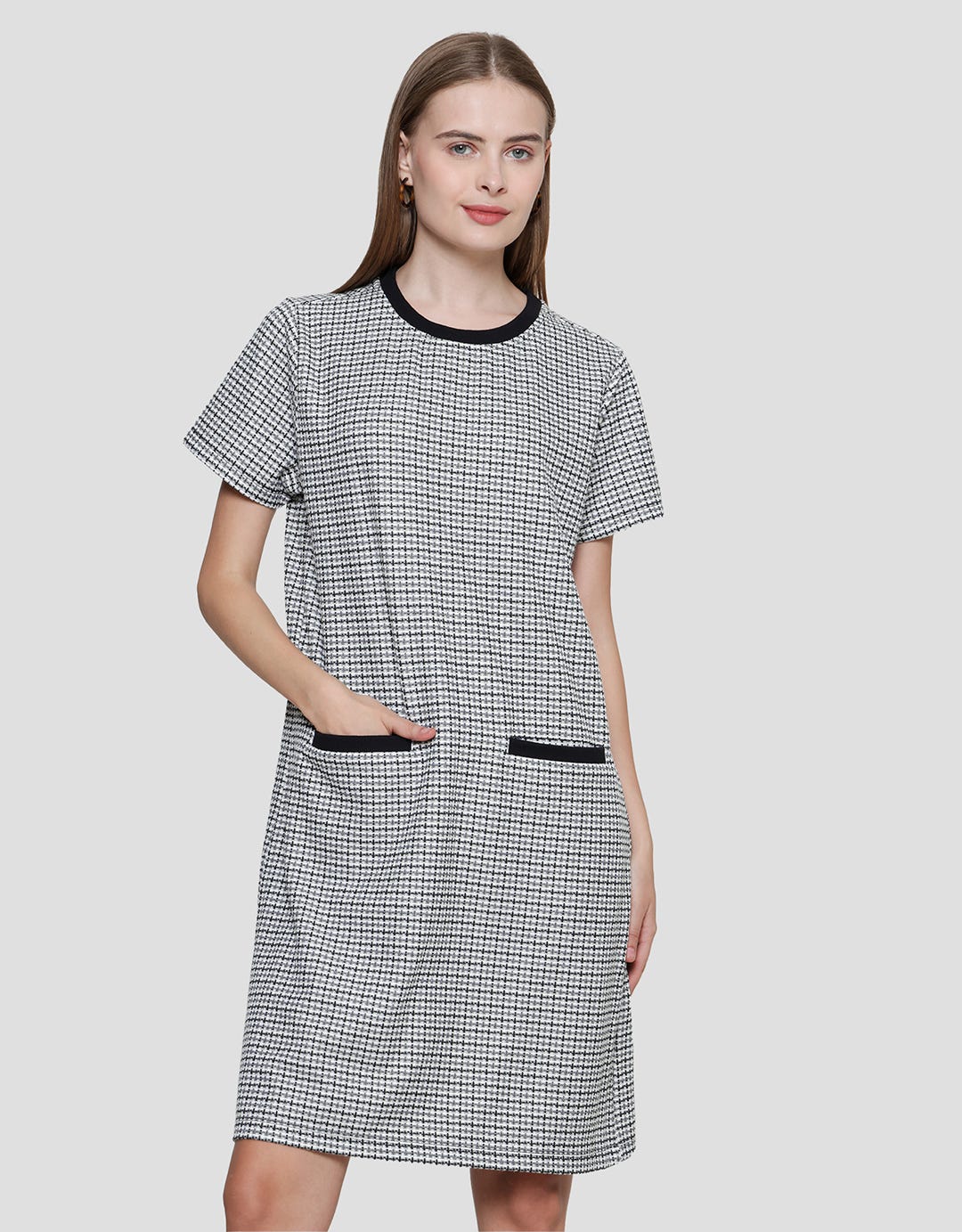 Connexion Tweet Midi Dress Lengan Pendek Wanita