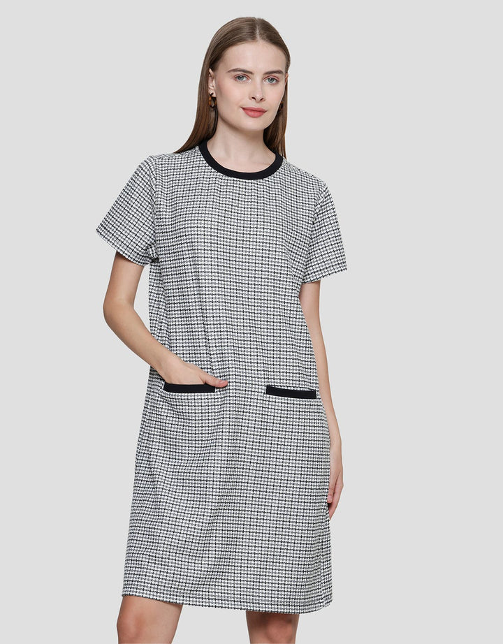 Connexion Tweet Midi Dress Lengan Pendek Wanita