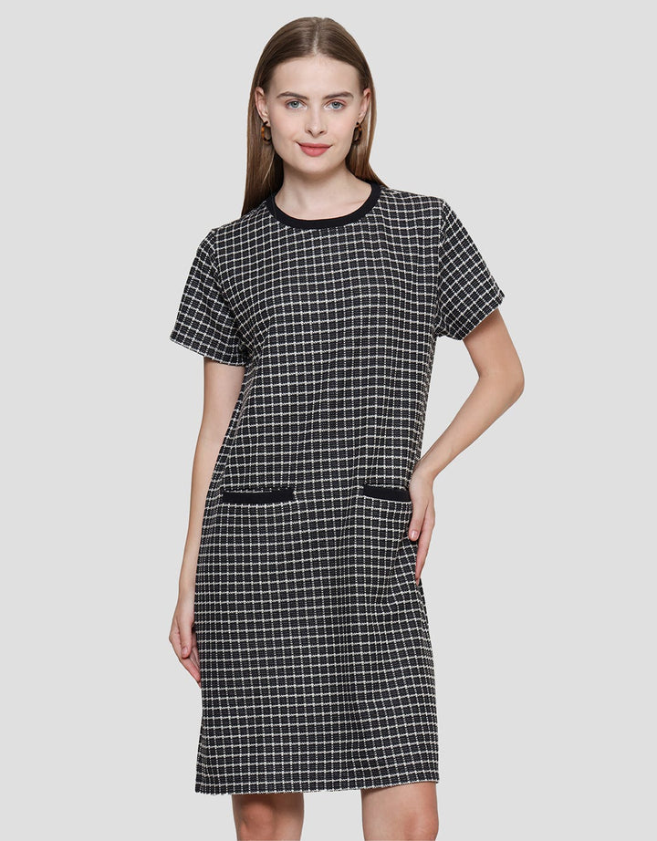 Connexion Tweet Midi Dress Lengan Pendek Wanita