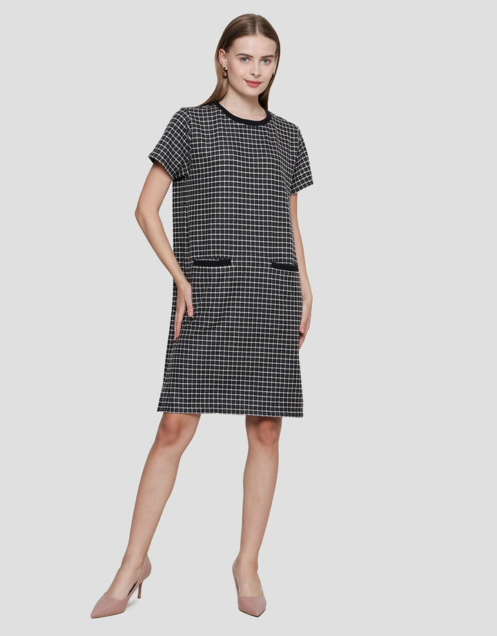 Connexion Tweet Midi Dress Lengan Pendek Wanita