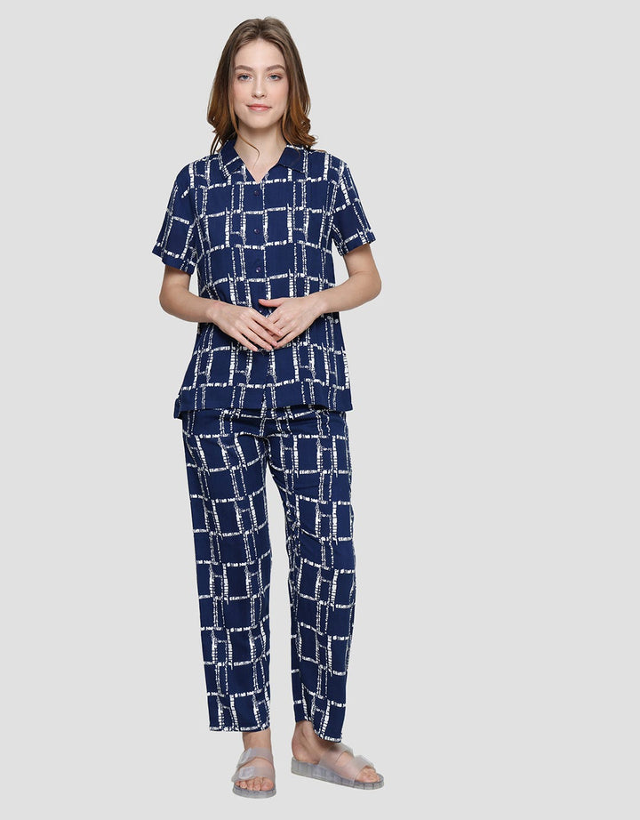 Nevada Abstract Check Set Piyama Wanita