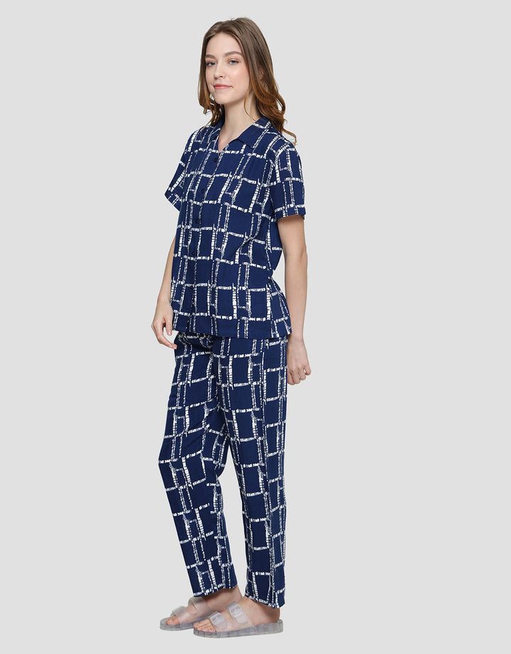 Nevada Abstract Check Set Piyama Wanita