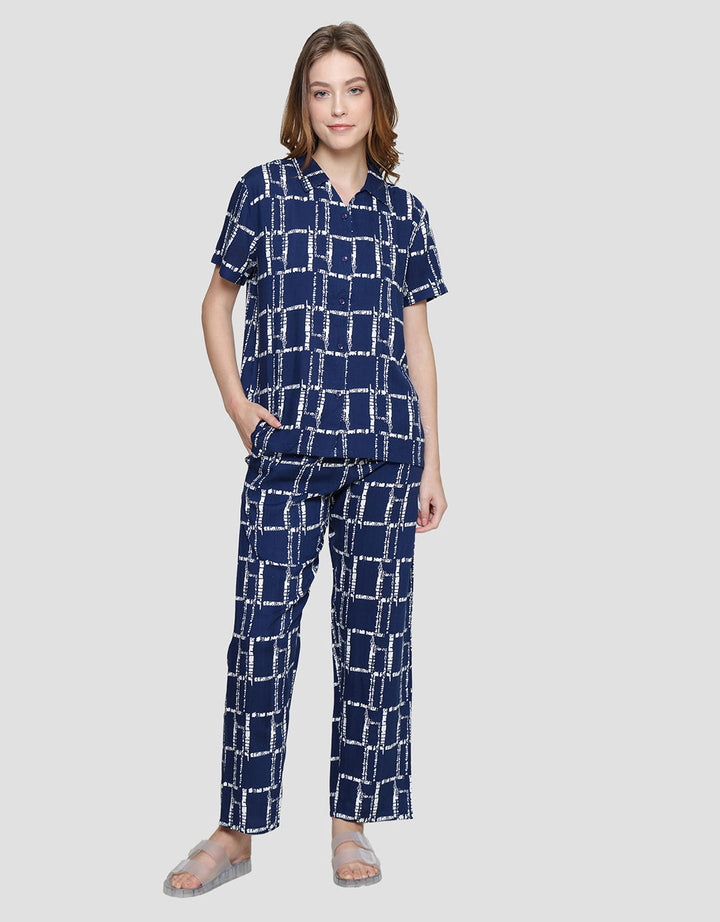 Nevada Abstract Check Set Piyama Wanita