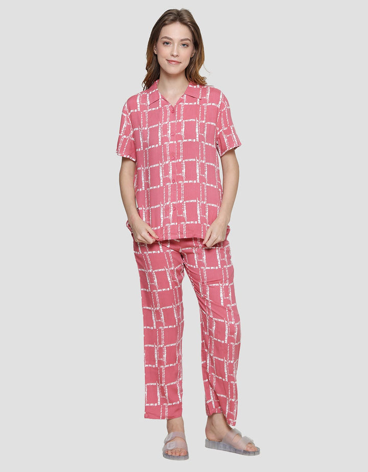 Nevada Abstract Check Set Piyama Wanita