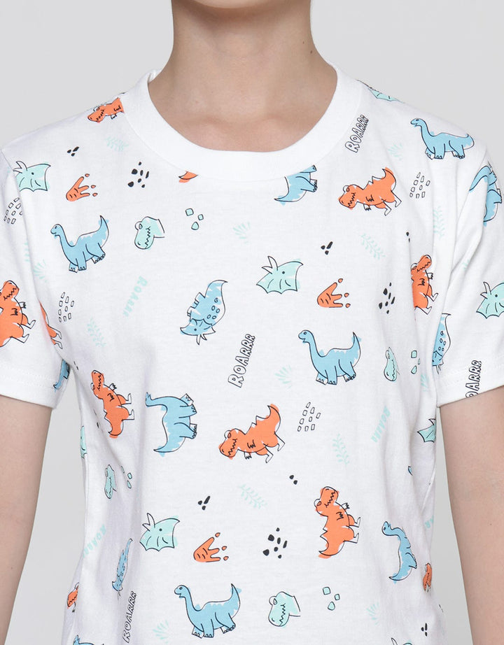 Little M Dino Fullprint Boys T-Shirt