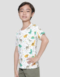 Little M Dino Cart Print Kaos Anak Laki-laki