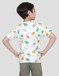 Little M Dino Cart Print Kaos Anak Laki-laki