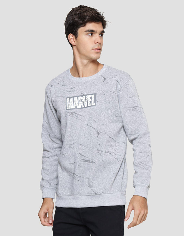 Marvel Logo Print Sweater Casual Pria
