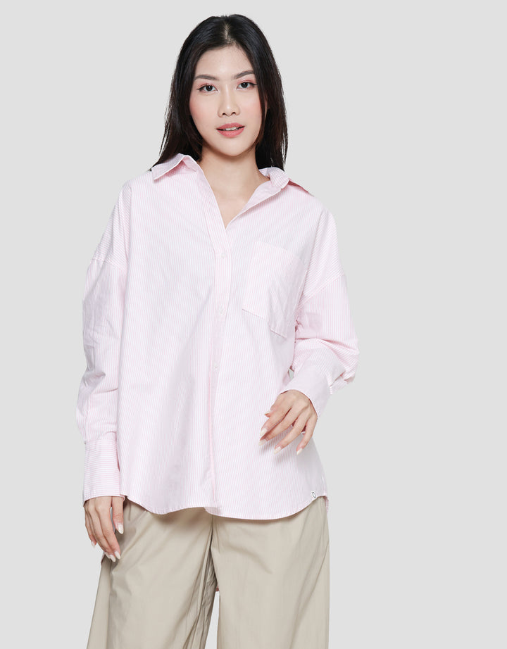 Suko Striped Kemeja Oxford Oversized Wanita