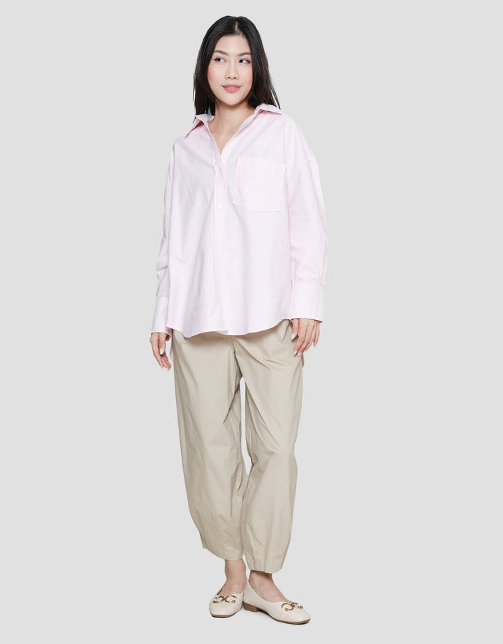 Suko Striped Kemeja Oxford Oversized Wanita