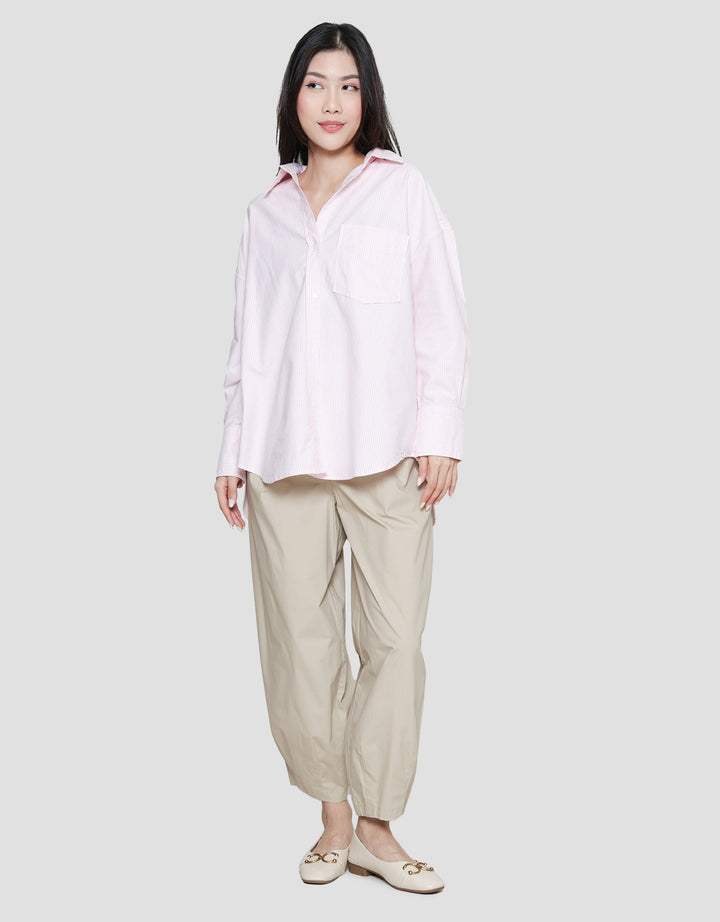 Suko Striped Kemeja Oxford Oversized Wanita