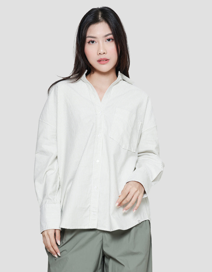 Suko Striped Kemeja Oxford Oversized Wanita