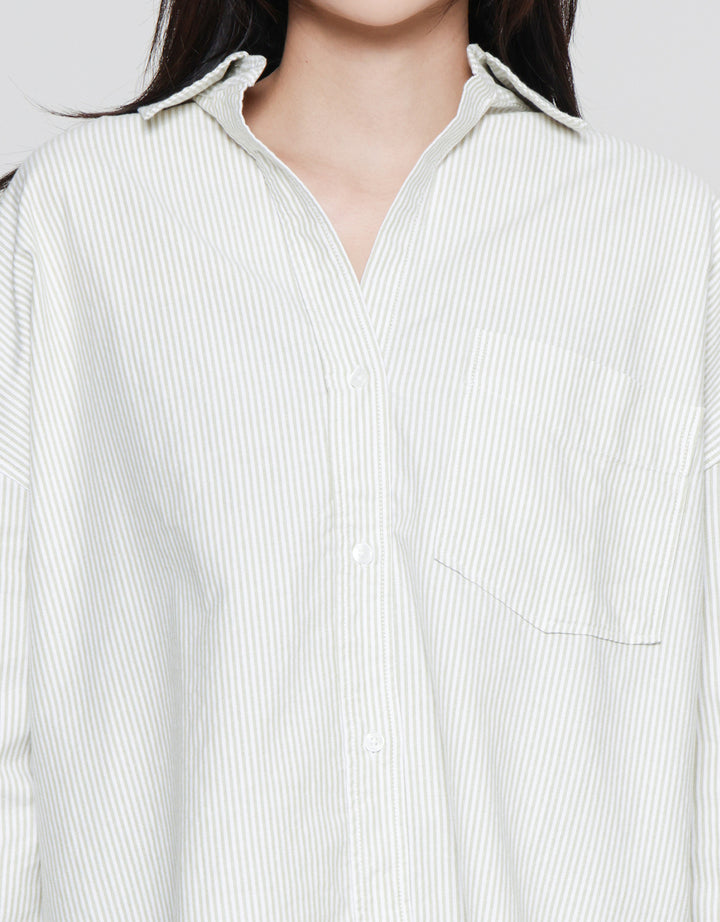Suko Striped Kemeja Oxford Oversized Wanita