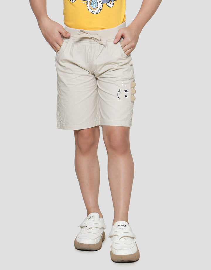 Little M Print Dino Application Baby Canvas Boys Shorts