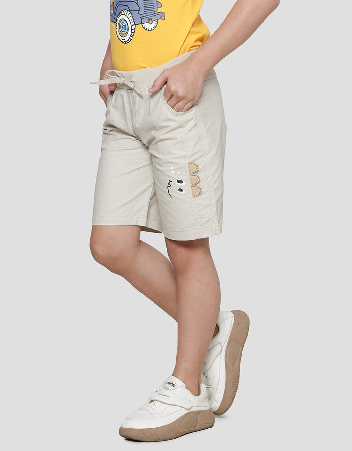 Little M Print Dino Application Baby Canvas Boys Shorts