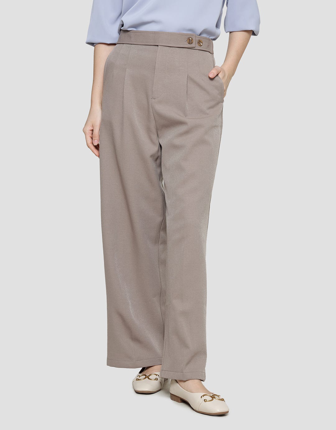 Connexion Coulotte Belt Button Celana Panjang Wanita