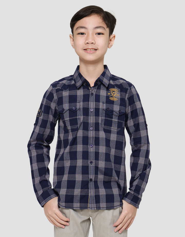 Cardinal Kids Boy Plaid Motif Kemeja Anak Laki-Laki