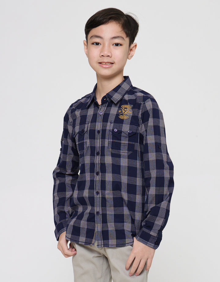 Cardinal Kids Boy Plaid Motif Kemeja Anak Laki-Laki