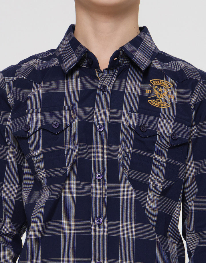 Cardinal Kids Boy Plaid Motif Kemeja Anak Laki-Laki