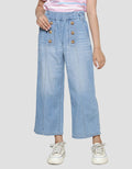 Nevada Wideleg With Buttons Girls Denim Long Pants