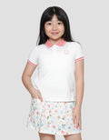Little M Embro Pol Girls Collar T-Shirt