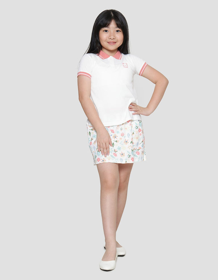 Little M Embro Pol Girls Collar T-Shirt