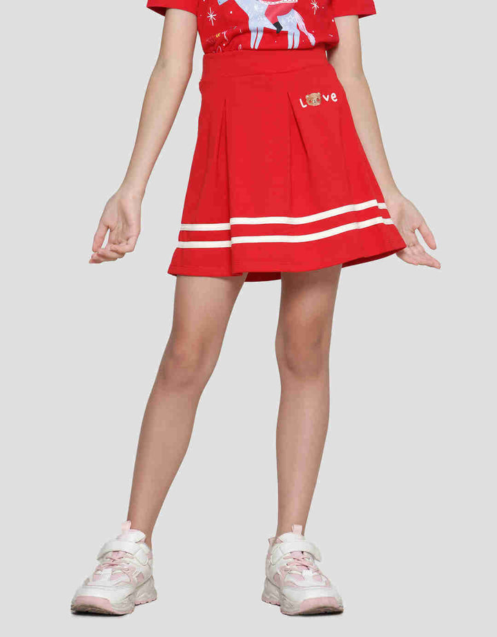 Little M Midi Varsity Bear Rok Anak Perempuan