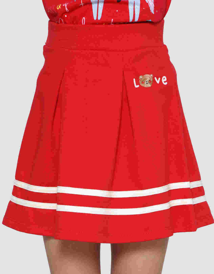 Little M Midi Varsity Bear Rok Anak Perempuan