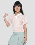 Little M Stripe Collar Kaos Anak Perempuan