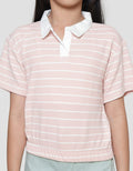 Little M Stripe Collar Kaos Anak Perempuan