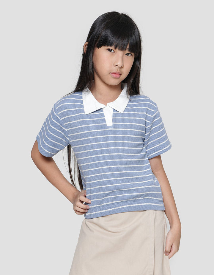 Little M Stripe Collar 2 Kaos Anak Perempuan