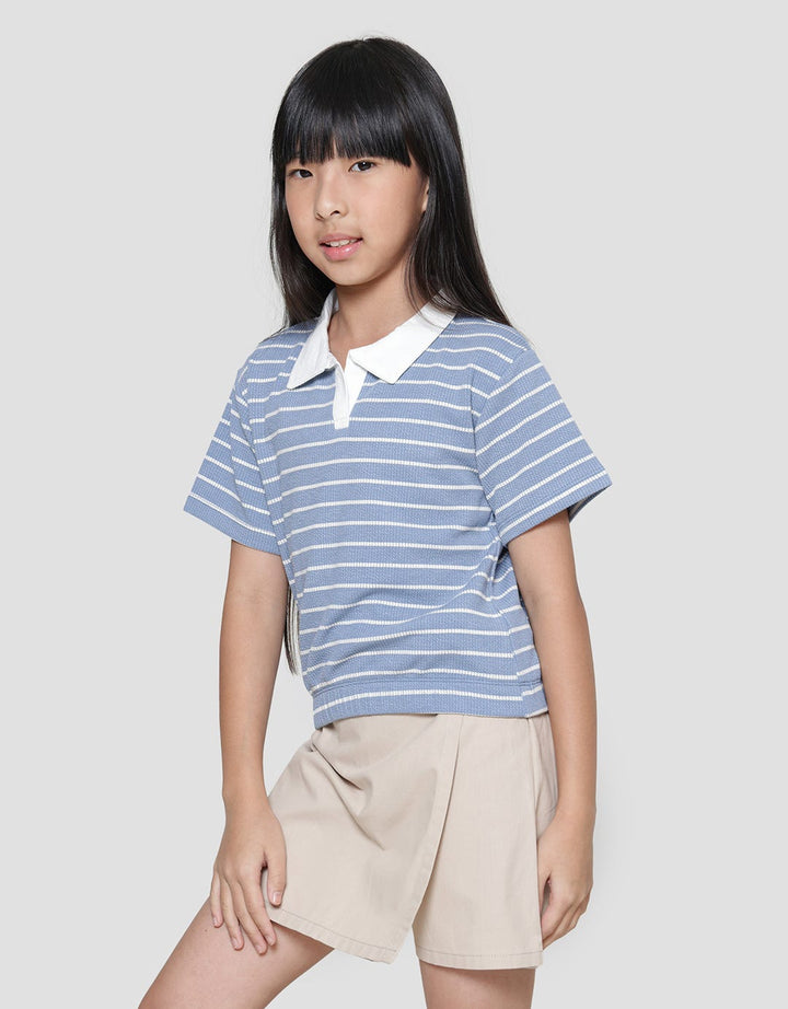 Little M Stripe Collar 2 Kaos Anak Perempuan