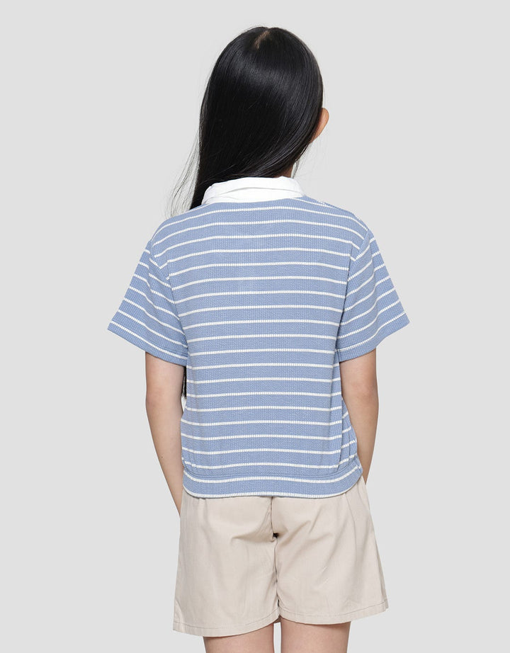 Little M Stripe Collar 2 Kaos Anak Perempuan