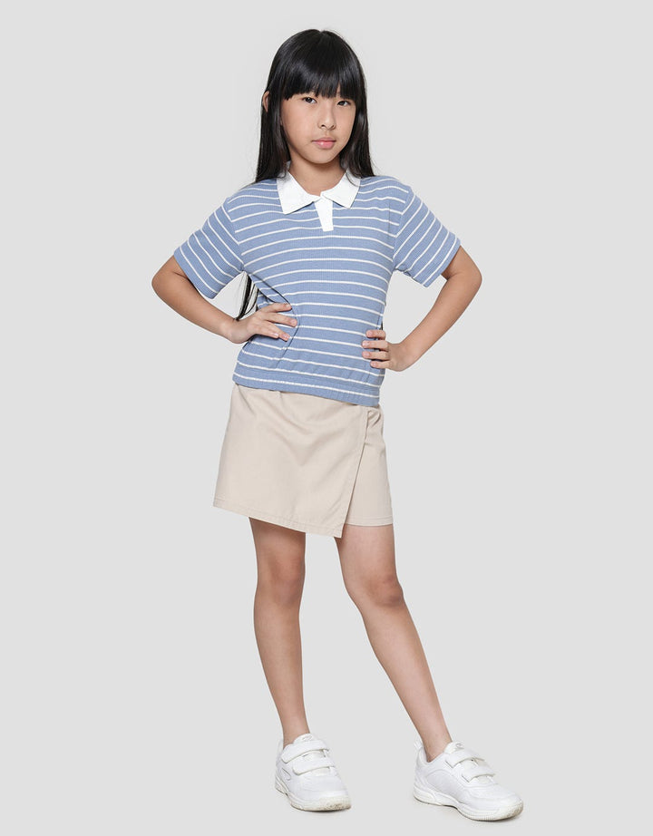Little M Stripe Collar 2 Kaos Anak Perempuan