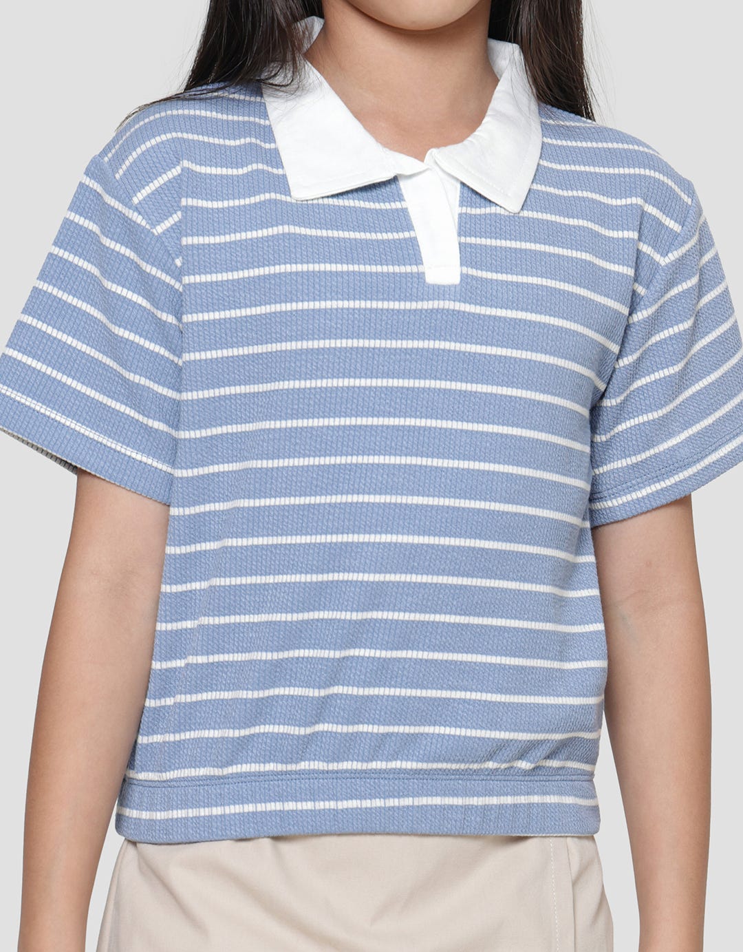 Little M Stripe Collar 2 Kaos Anak Perempuan