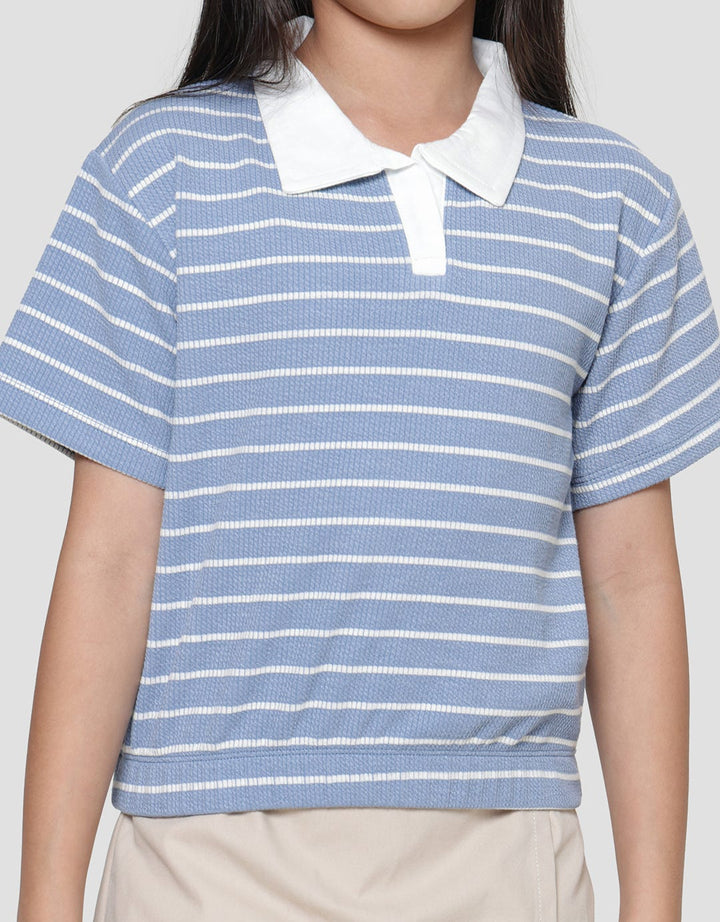 Little M Stripe Collar 2 Kaos Anak Perempuan