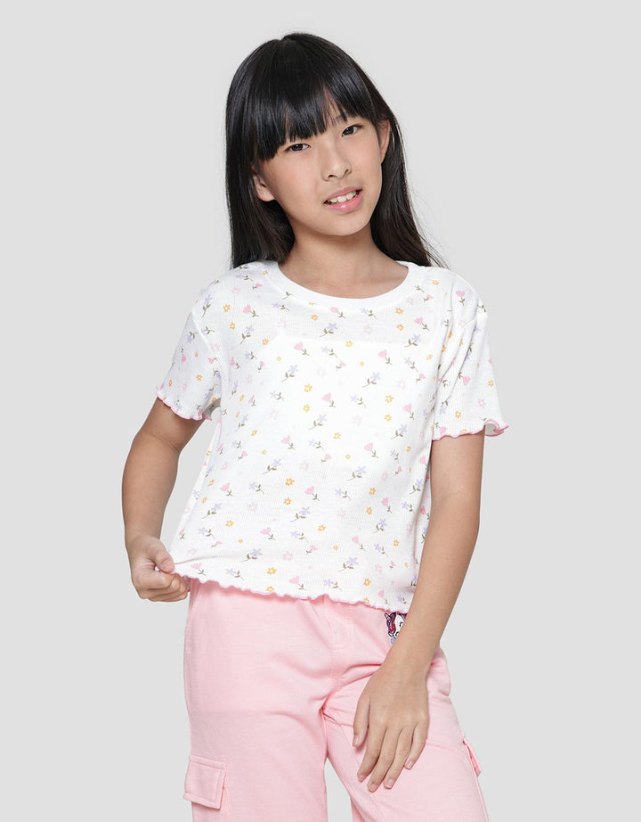 Little M Rib Print 3 Girls T-Shirt
