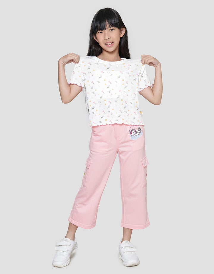 Little M Rib Print 3 Girls T-Shirt