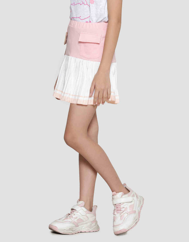 Little M Knit Kombinasi Plisket Aplikasi Rok Midi Anak Perempuan