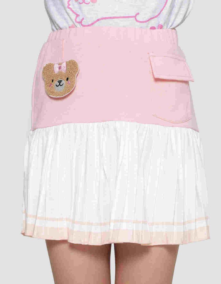 Little M Knit Kombinasi Plisket Aplikasi Rok Midi Anak Perempuan